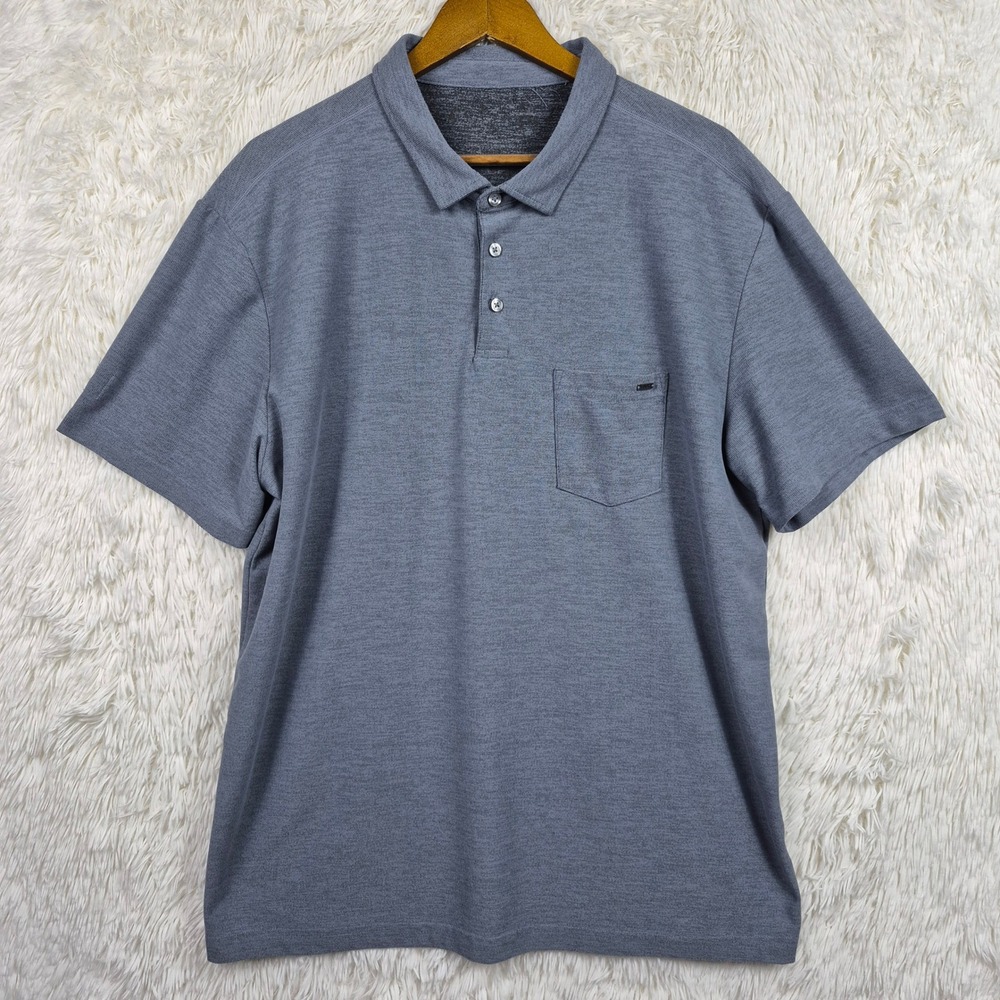 Vuori Mens Short Sleeve Ace Polo Shirt Gray Heathered Chest Pocket XL